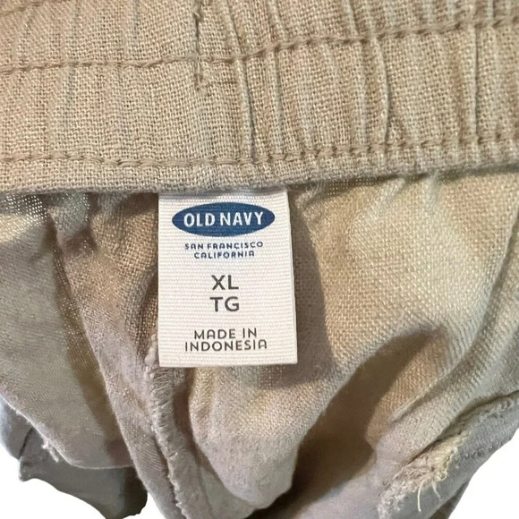 Old Navy Beige Linen Blend Shorts XL Elastic Waist Drawstring Pull On Nude Plain - Picture 4 of 5